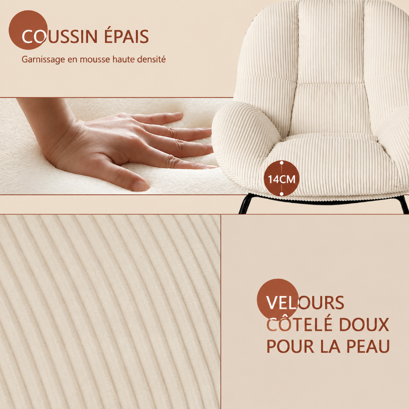 CLEO - Rocking Chair Cocooning Velours