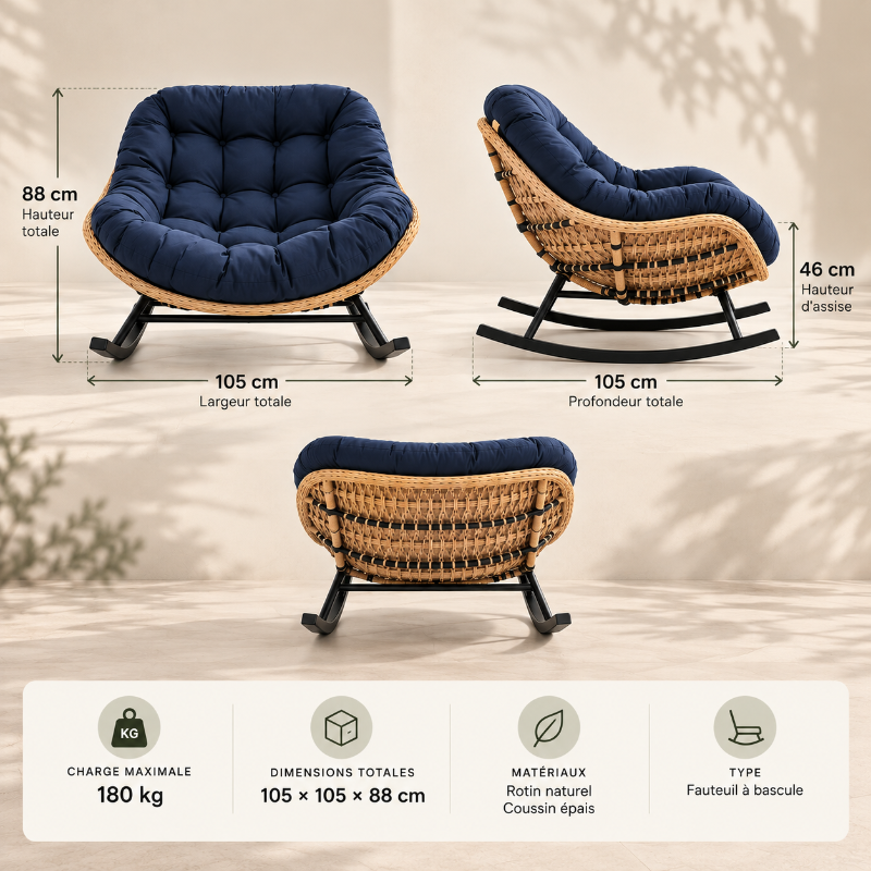 HANA - Rocking Chair Papasan Rotin