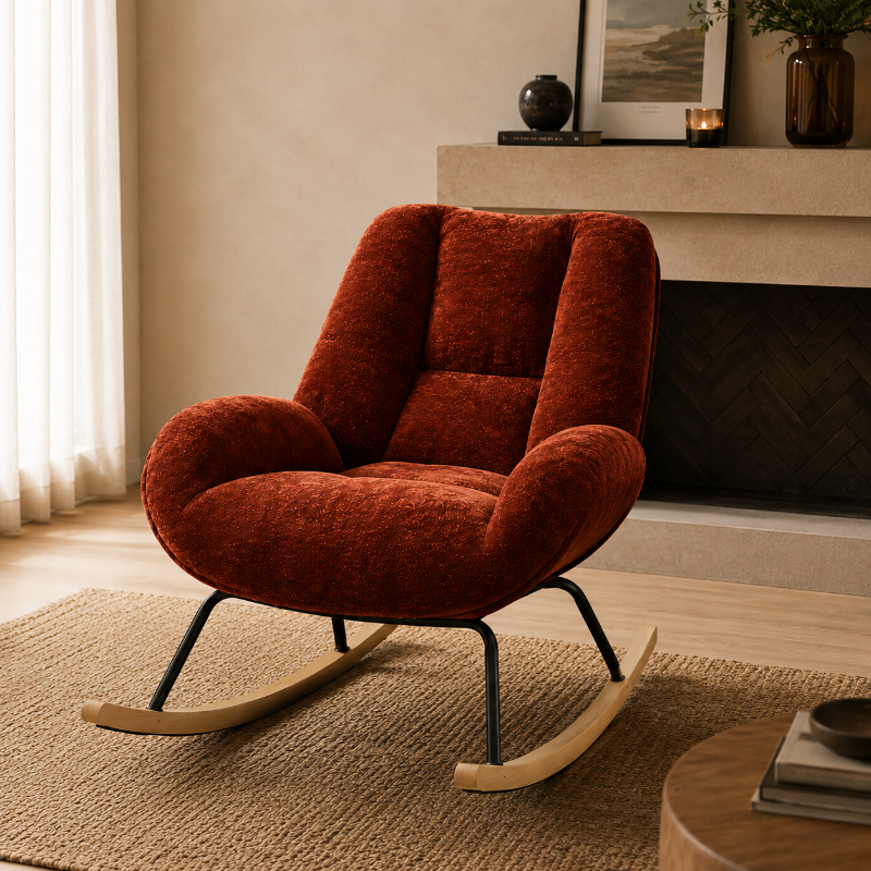 Rocking Chair Chenille Scandinave