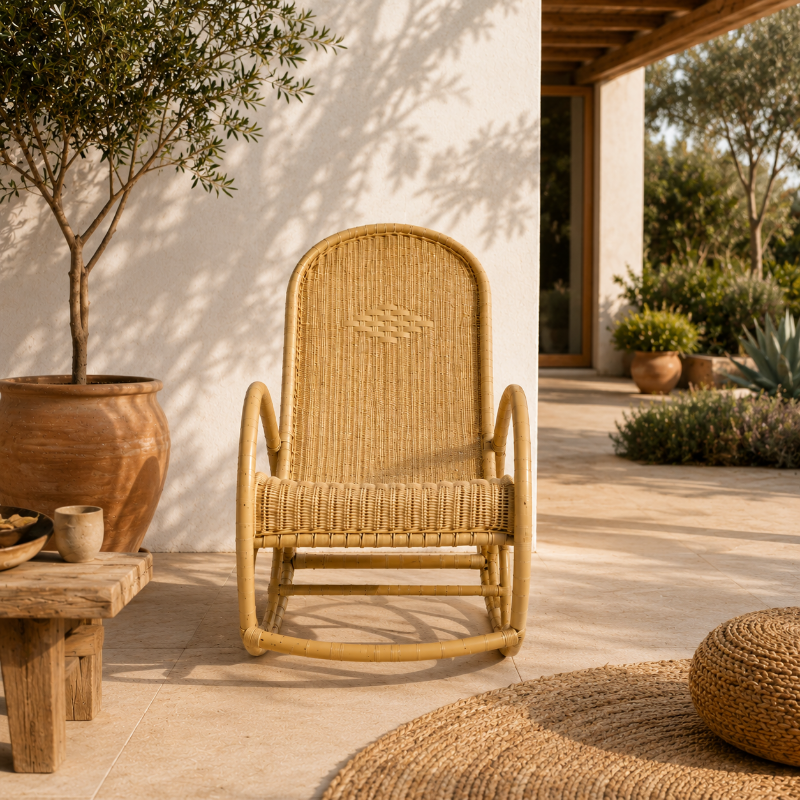 Rocking Chair Rotin exterieur