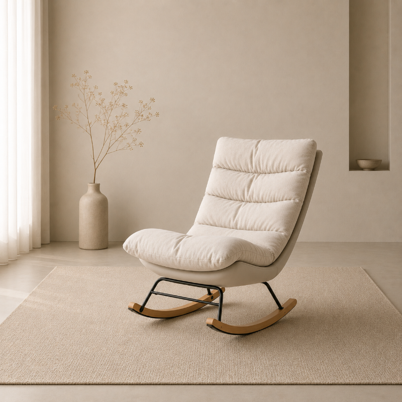 Rocking Chair Tissu Beige