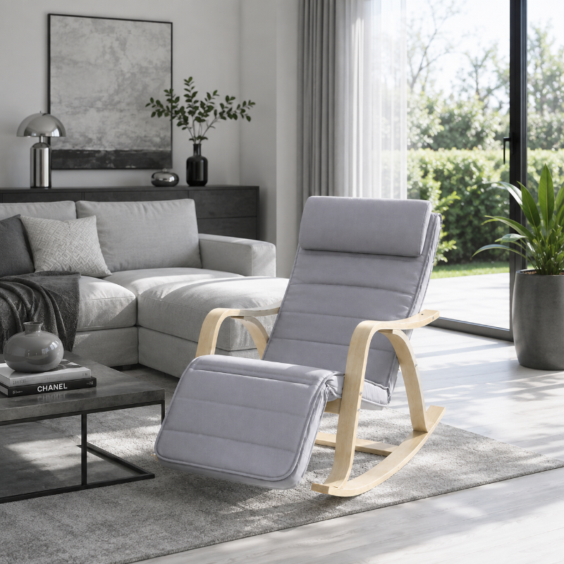 Rocking Chair gris Bouleau