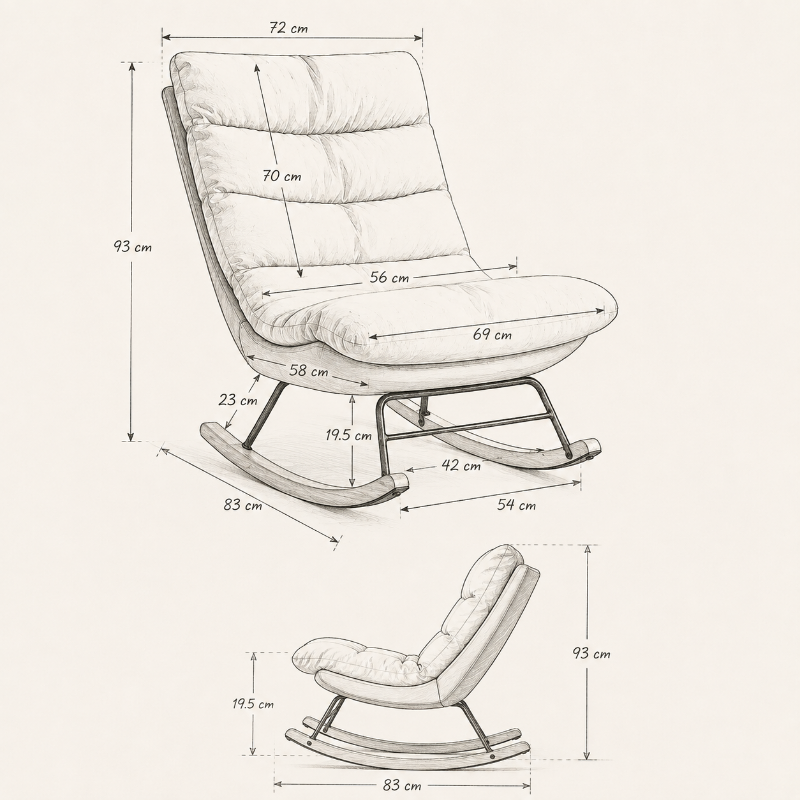Rocking Chair tissu taille 
