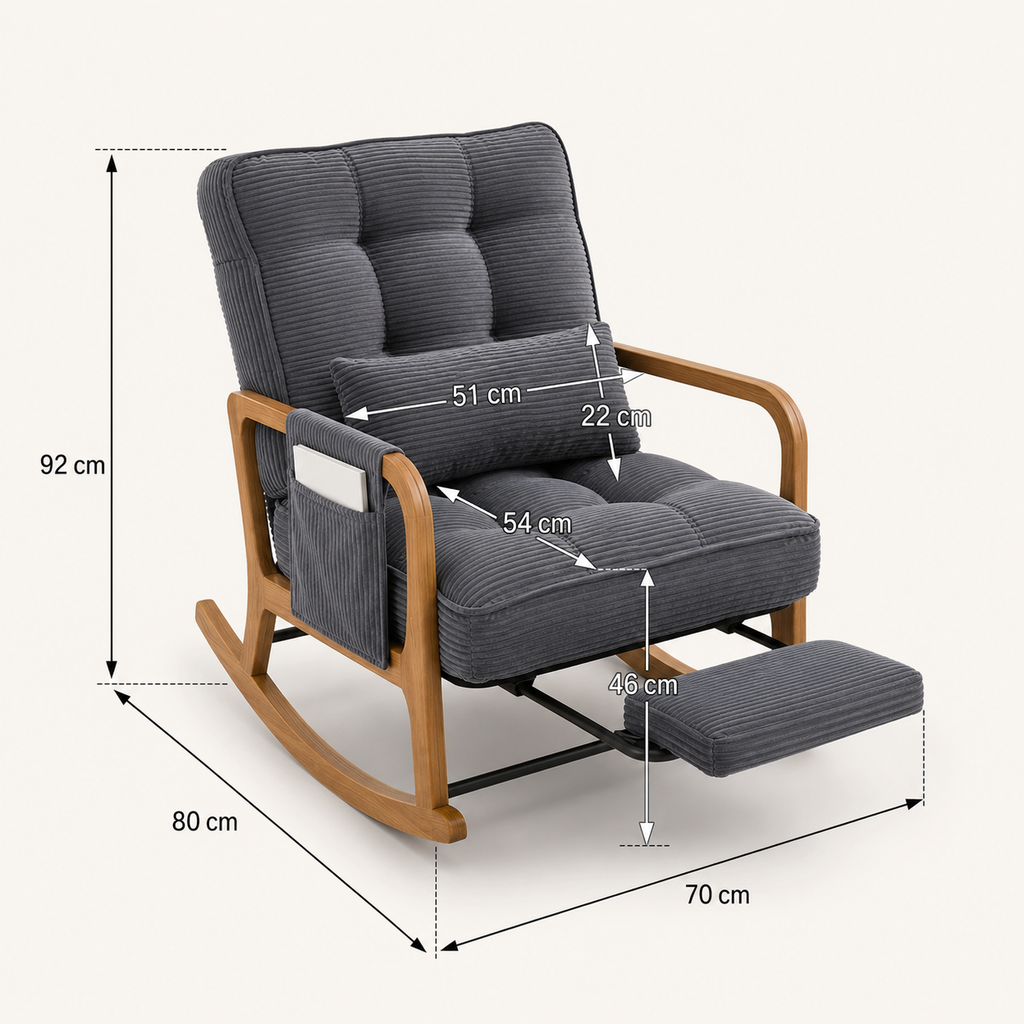 WREN - Rocking Chair Bébé Velours Côtelé