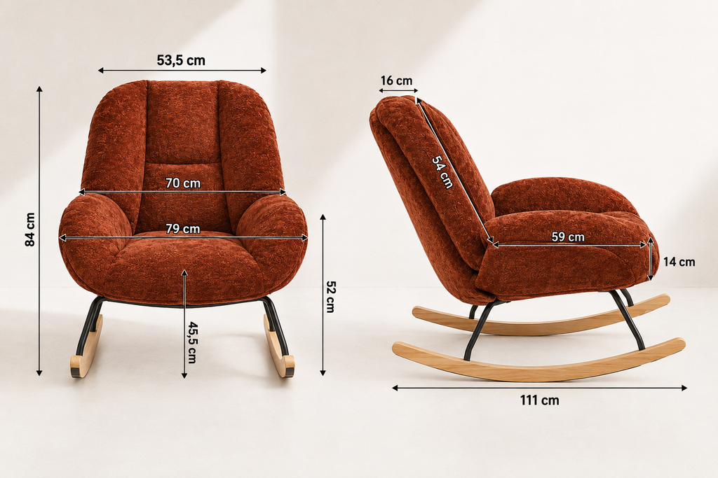 KOVA - Rocking Chair Chenille Scandinave