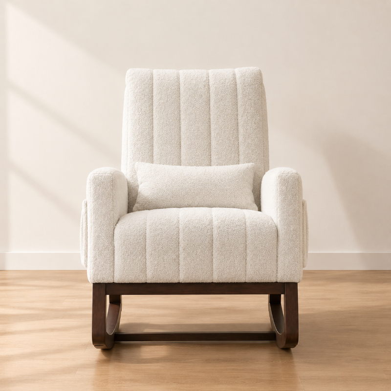 NEVA - Rocking Chair Neige Flanelle Crème