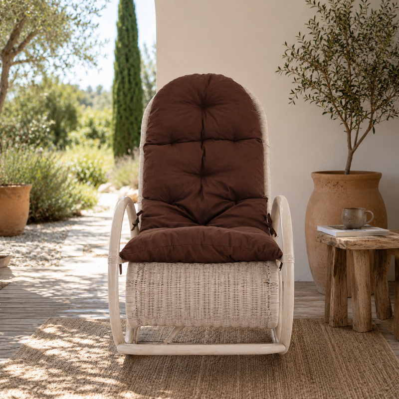 fauteuil a bascule Rotin Blanc