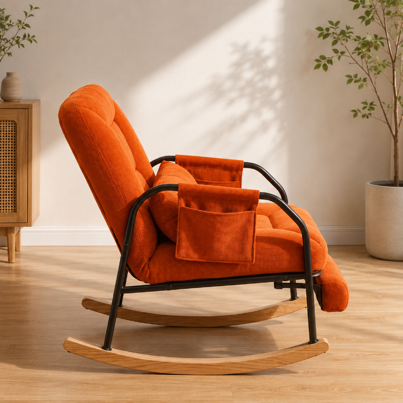 ROVA - Rocking Chair Relax Velours Côtelé
