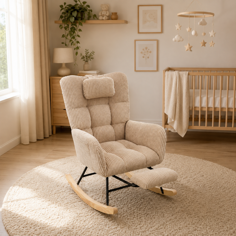 rocking chair velours côtel